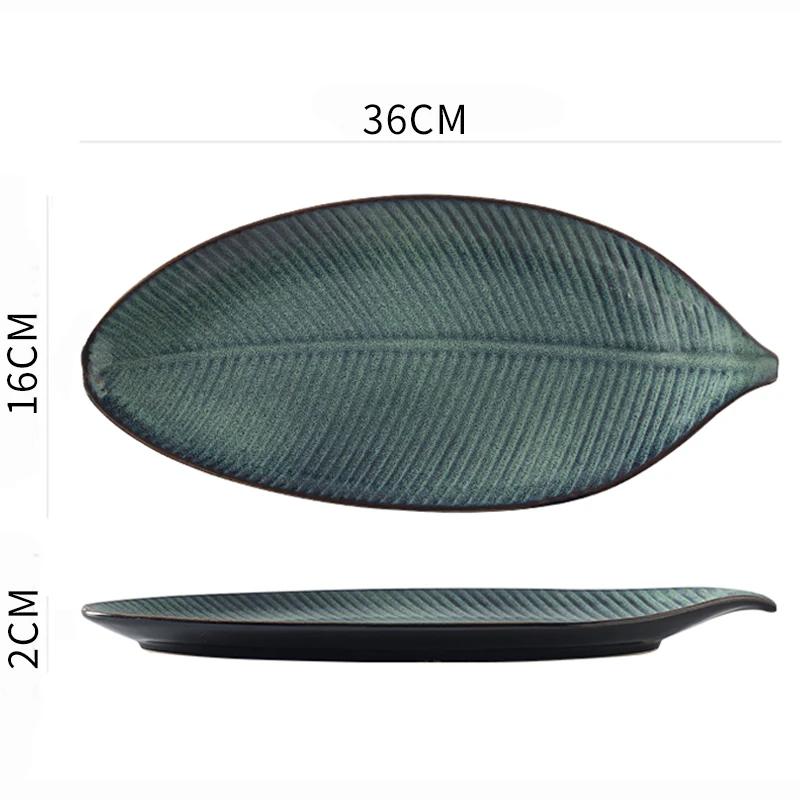 Ceramic Tableware Irregular Leaves Dinner Plate Decorations Sushi Dish Home Restaurant Large Fish Plate Dishes and Plates Sets