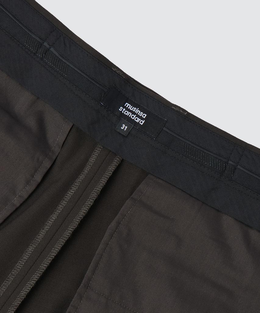 Musinsa Standard Summer Wool Relaxed Tapered Hidden Banding Crop Slacks [Brown]