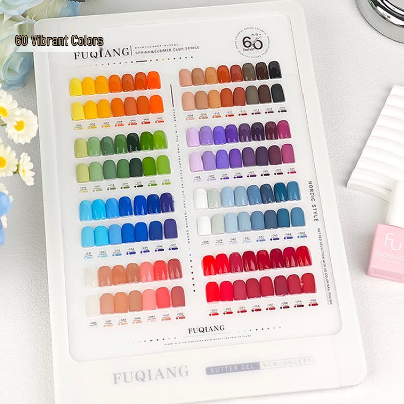 

Fuqiang 60 Colors Shimmering Nail Polish Gel Set - 2025 New Style for Salon Nails