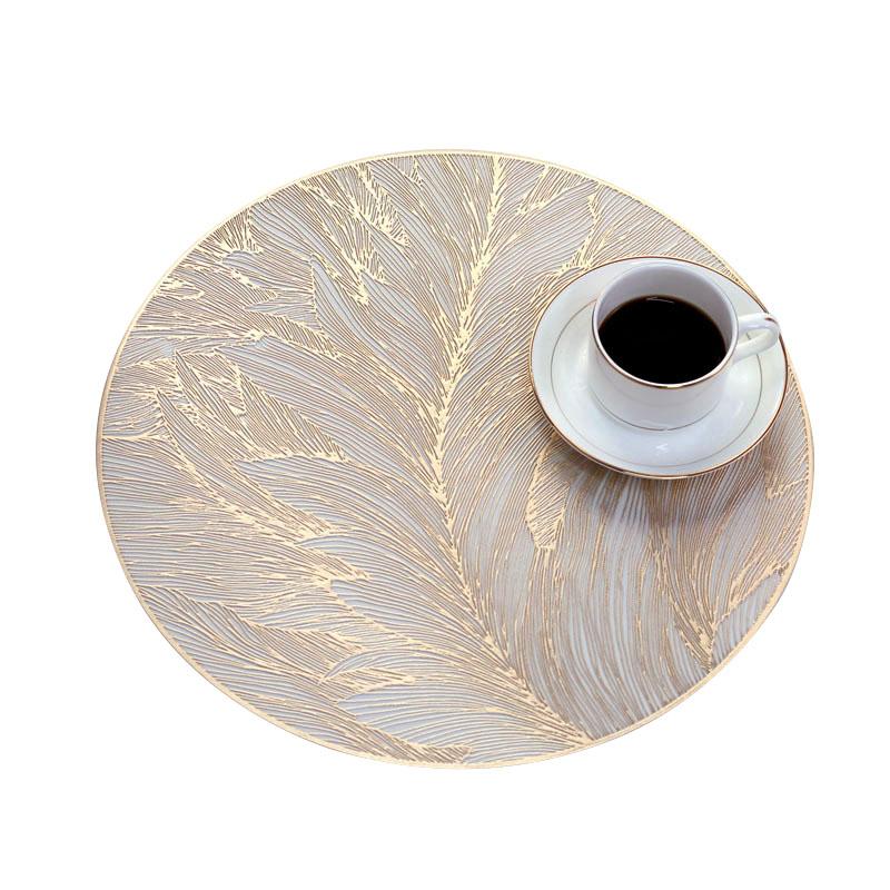 BUYYES Round Placemats Heat Resistant Non-Slip Table Mats for Dinner Wedding Party Holiday Wipeable Place Mat Table Decor