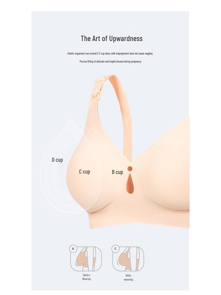 Plus Size Maternity Nursing Bra: Anti-Sagging, Thin, One-Piece Front Buckle, Perfect for Summer.