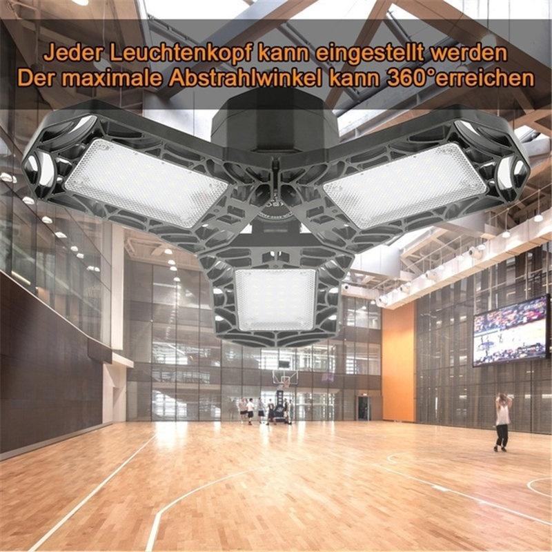 360 Degree LED Garage Lights E27 40/60/80W Deformable Ceiling Lights 3 Panel Adjustable for Garage Ceiling Workshop