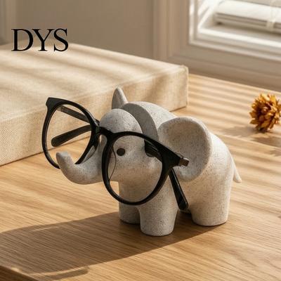 Resin Sculpture for Desk Elephant Shape Glasses Holder, Spectacle Display Stand, Modern Style Unique Jewelry Holder Eyewear Tray, Stable Eyeglass