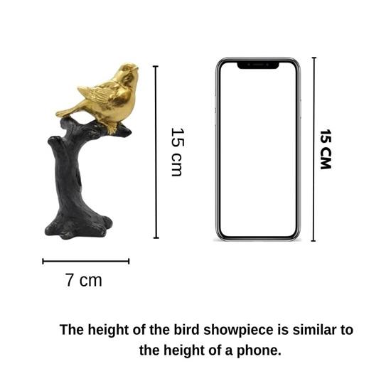 1 PC Golden Sparrows Bird Sitting On Tree Idol Statue, Home Decor Bird Design Figurines for Room Gifting Items, Bedroom, Office Desk, Living Room