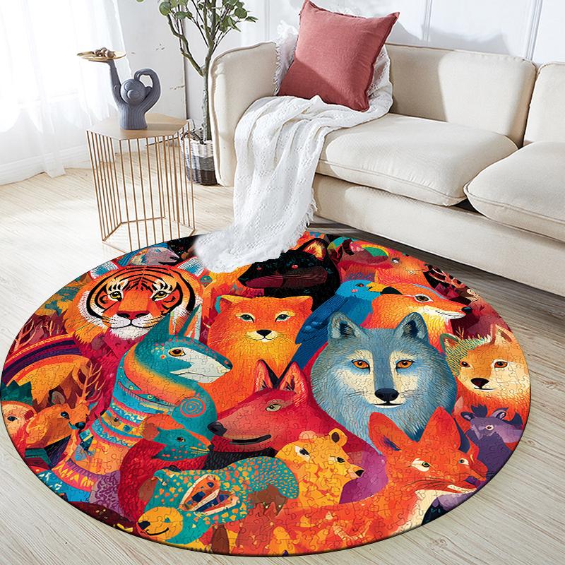 

Cartoon Animals pattern round rug,Carpet Rug for Living Room Bedroom Sofa Playroom Decor,Non-slip Floor Mat,Holiday Gifts and Birthday Gifts 80cmx80cm