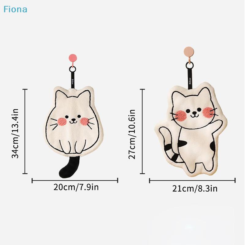 Cute Cat Coral Fleece Hanging Towel Kitchen Hand Towel Bathroom Soft Absorbent Handkerchief Wipe Towel Cartoon Kids Towels
