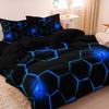 3pcs Geometric 3D Hexagonal Honeycomb Pattern DuvetCover Set,Digital Print Colorful Polyester Bedding with Zipper Closure