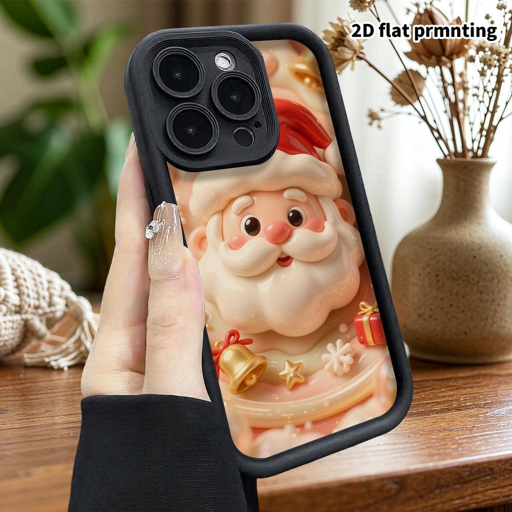 Phone Case: 2D Flat Design Suitable for iPhone 18 17 16 15 14 13 Pro Protective Case, Santa Claus Head, Perfect Christmas and Halloween Holiday Gift