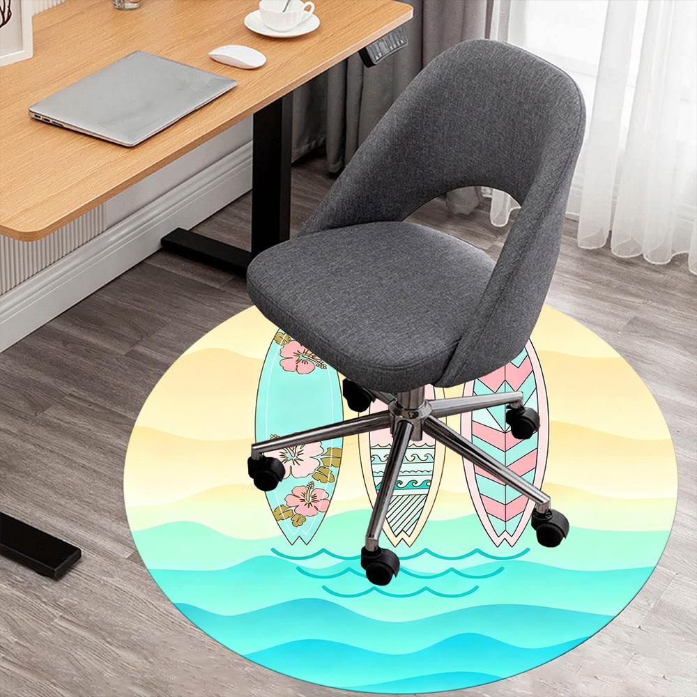 

1pc surfboard beach Round Chair mat office Area Rug - Non-Slip, Floor Mat for Office, Bedroom, Ideal home decor gift c0112015 80cm