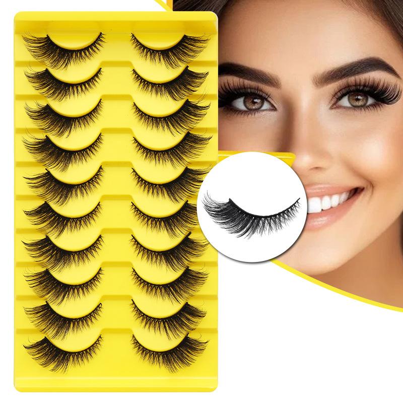 10 Pairs Eye Eyelashes 5D Fluffy Soft Natural Look False Eyelashes Thick Faux Mink Lashes Cat Eye Lashes Eyelashes Extensions