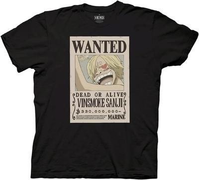 One Piece Sanji Full Wanted Poster Anime Adult Short-Sleeve Graphic T-Shirt