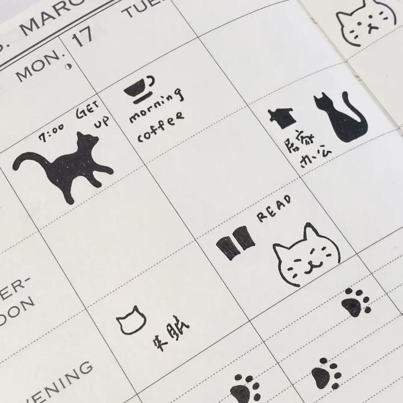 Kreativer Katzen-Doppelseitiger Lineal-Lesezeichen 1 Stück Messmarkierer für Tagebuch Planer Notizen Geburtstagsgeschenk für Schüler Kinder