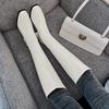 Women's High-heeled Boots Autumn and Winter New Thick-heeled Solid-color Large-size Simple Medium Boots