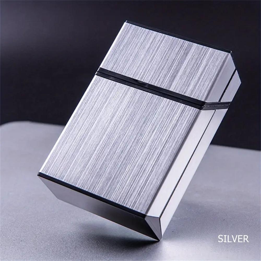 1pcs Portable Cigarette Case Metal Waterproof Cigarette Box 20pcs Capacity Flip Cover Storage Box Men's Gadget Smoking Tool Blac