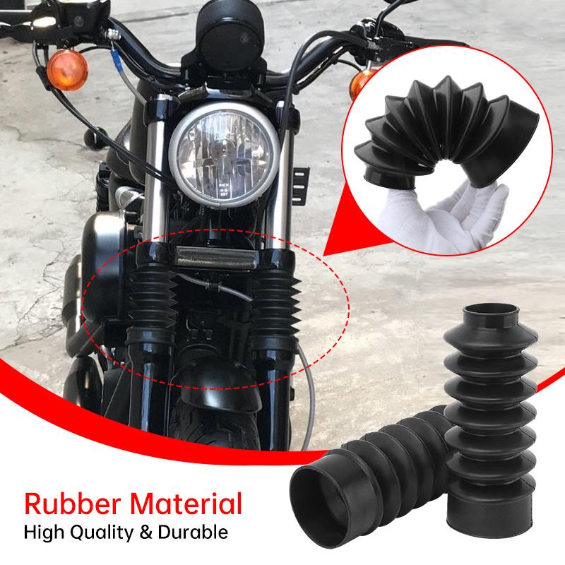 39mm Motorcycle Black Tube Hole Front Fork Guard Cover Protector Rubber Gaiter Shock Boots For Harley Dyna FXD Sportster XL