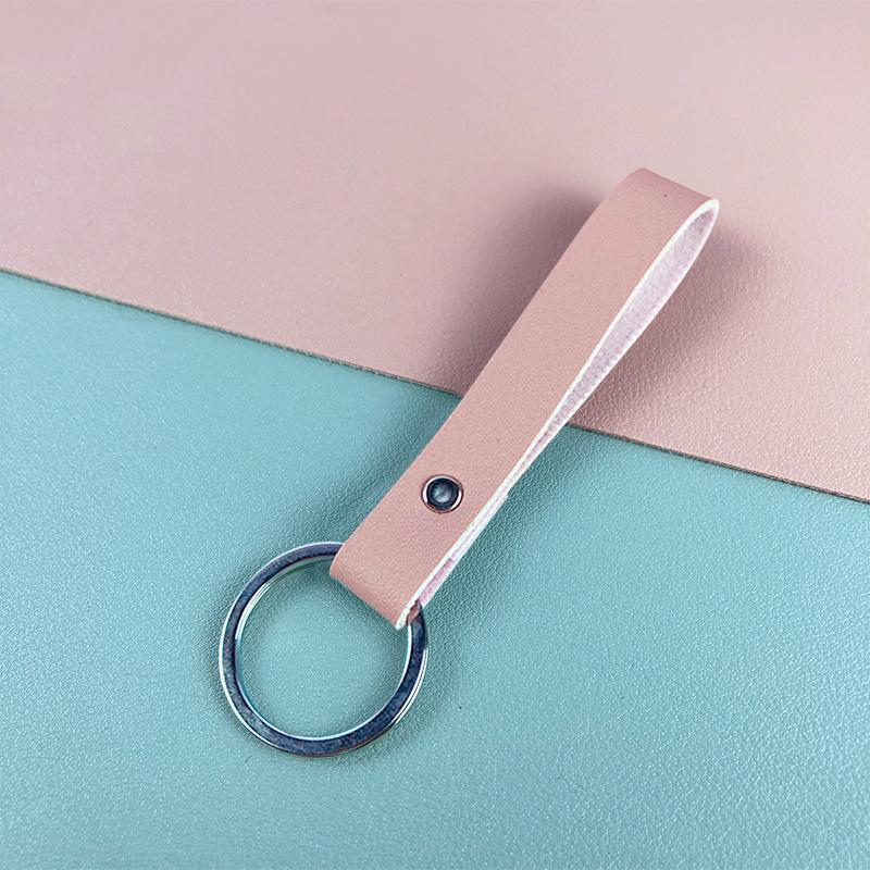 

Customizable Multi-Color PU Leather Car Keychain with Iron Ring Pendant