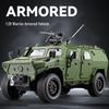 1:20 Large Warrior Armored Vehicle Model: High-Configuration Alloy Military Car with Turret, Sound, and Light - Toy for Boys.