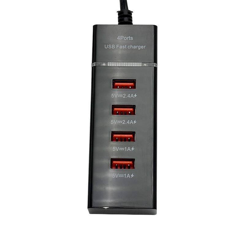 Smart 4-Port USB Charger: 5V 2.4A Power Strip for Apple & Xiaomi Devices