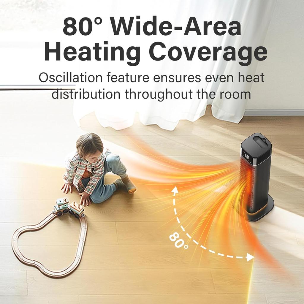 24' Portable Space Heater, Fast Heating with Remote, 4 Modes, Oscillation, Overheat & Tip-Over Protection