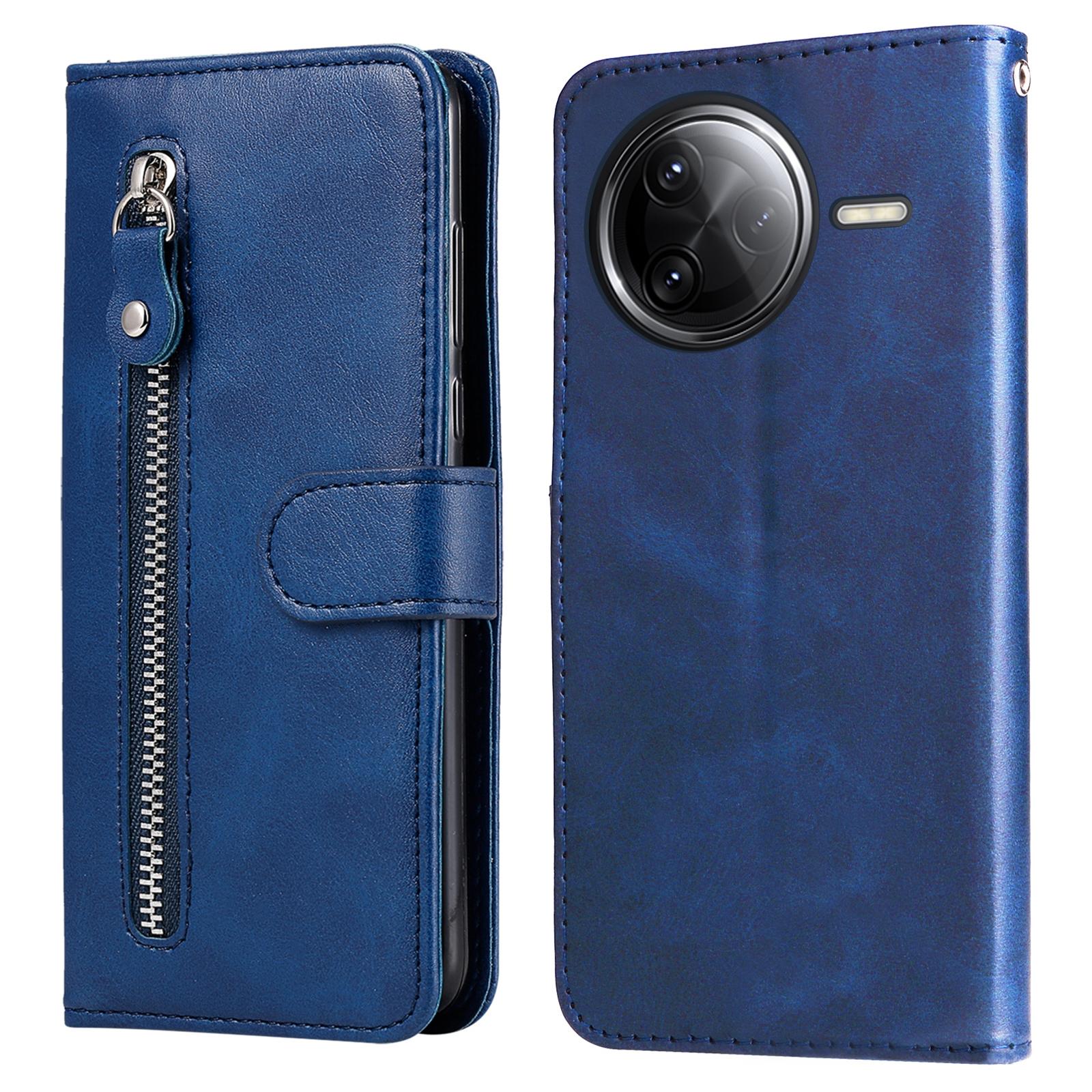 

For Xiaomi Poco F7 Ultra 5G/Redmi K80 Pro 5G Case Zipper Wallet Calf Texture PU Leather Phone Cover Blue