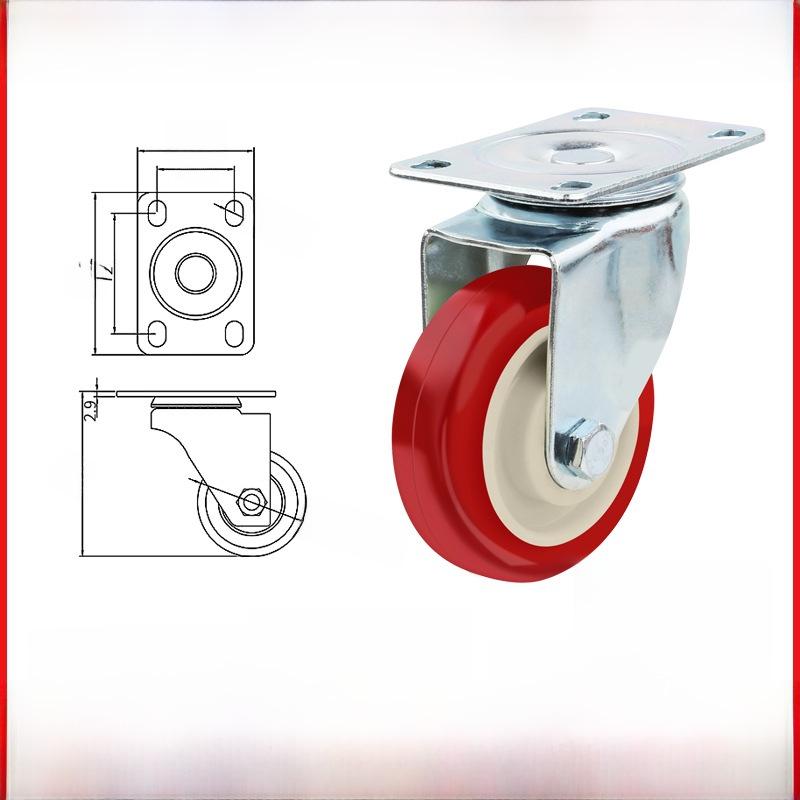 Kraftigt 3-5 tums universellt nylonhjul för vagn med broms