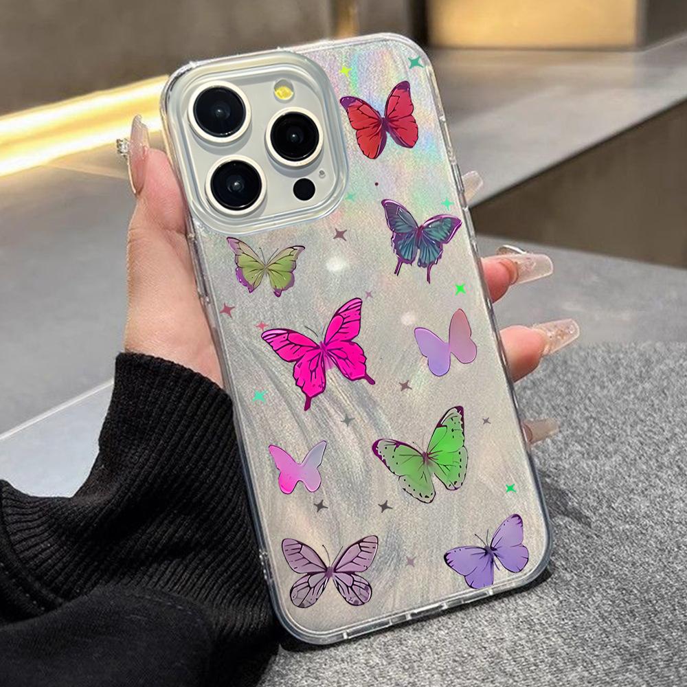 Dream colorful butterfly mobile phone case iPhone15 anti-drop PC hard case protective case Apple 17promax advanced sense