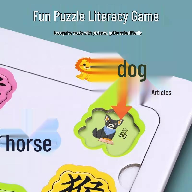 Advanced Educational Literacy Puzzle for Ages 3-6: Early Chinese Character Recognition Cards for Toddlers and Young Children