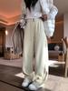 Baishiwang Women's High-Waisted Fleece-Lined Drawstring Pants - 2025 Winter Slimming Straight-Leg Versatile Casual Pants
