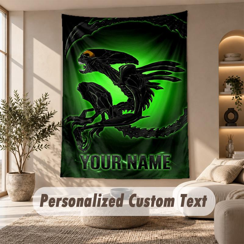Tapestry Custom Name Text, Wall Hanging Tapestry Home Room DecorAlien Xenomorph