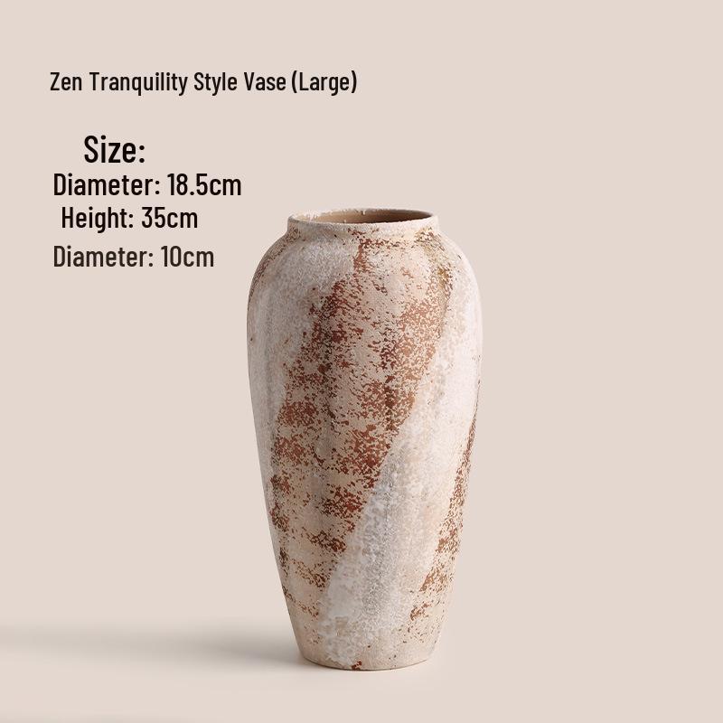Retro Chinese Wabi-Sabi Ceramic Vase: High-End Decorative Pottery for Elegant Flower Arrangements In Living Rooms