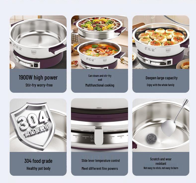304 Stainless Steel Non-Stick Electric Griddle & Multi-Functional Frying Pan