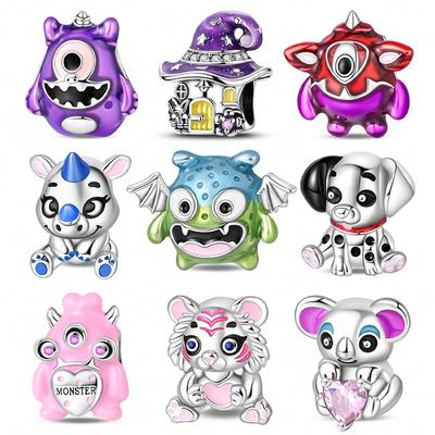 Charms Plata Copper Colors Cute Little Monster Bead Fit Original Bracelet Diy Fine Jewelry Gift For Women