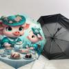 1PC Tea Party Pig Umbrella-8-Rib Reinforced, Automatic Open, Lightweight & Durable, Cute Fashion Accessory for Outdoor-T371