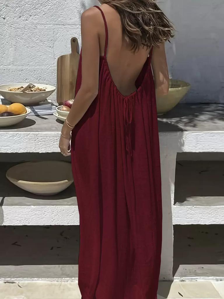 New Women's Strappy Cardigan Loose Backless Home Wear Dress