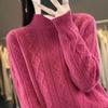 Kadın Kazak Sonbahar Kış Kazak Kalın Merino Yünlü Balıkçı Yaka Rahat Kaşmir Örgü Kazak Kore Moda Üstleri