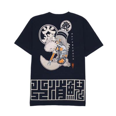 Firefighter Spirit and Short Sleeve Cotton Print Picture Discharge Print Slab Navy Japanese Tokyo Study Birthday [HiKESHi SPiRiT] Men's Women's