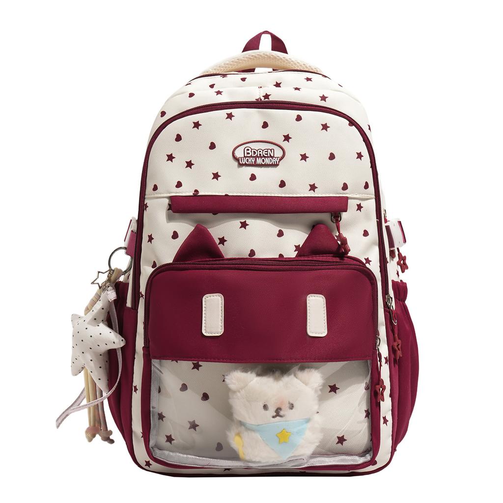 Schoolbag cute messenger bag women's new Japanese fresh, sweet and transparent pain bag students light class make-up bag