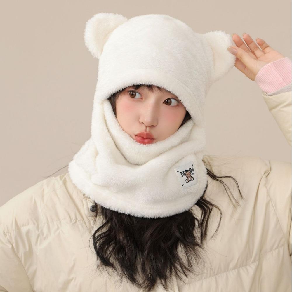 Plush Hat Scarf Cute Bear Pullover Hat New Warm Fluffy Hat Winter