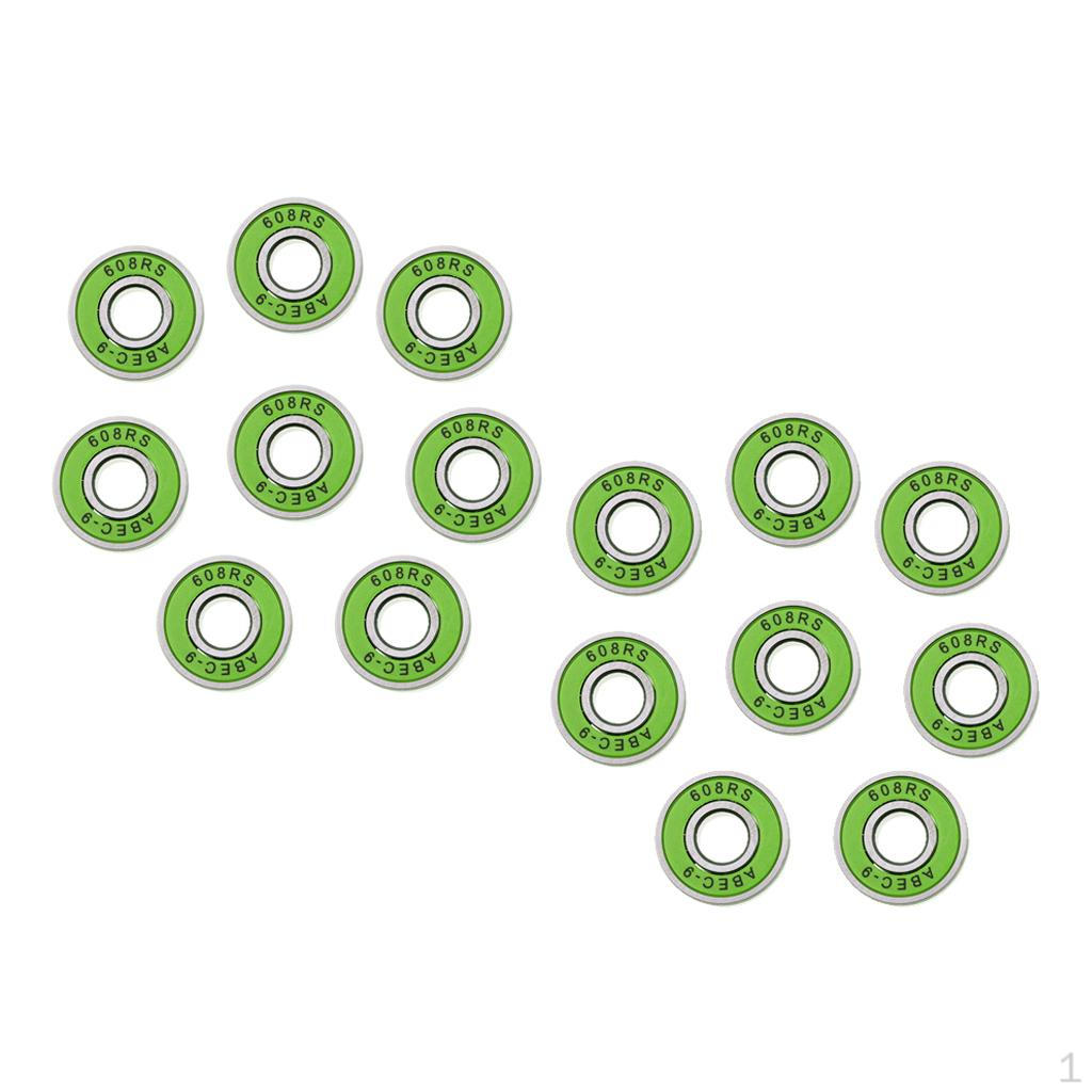 

16 штук Бесфрикционные подшипники Abec 9 для скейтборда, роликовых коньков, зеленые