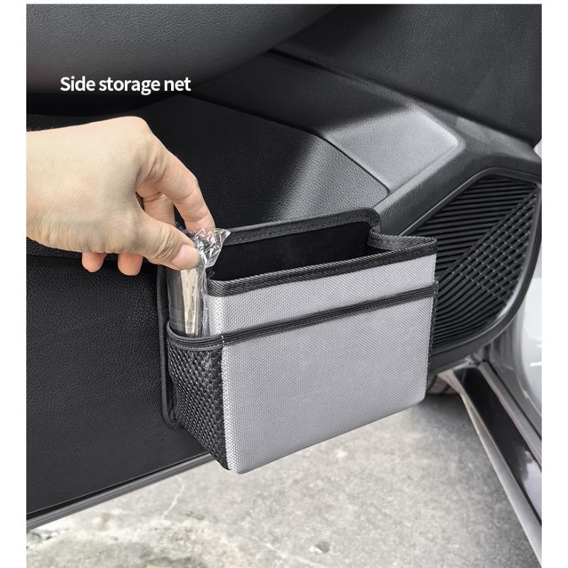 Car Side Door Foldable Trash Can PU Leather Multifunction Storage Box Car Organizer Seatback Hanging Storage Bag Trash Bin