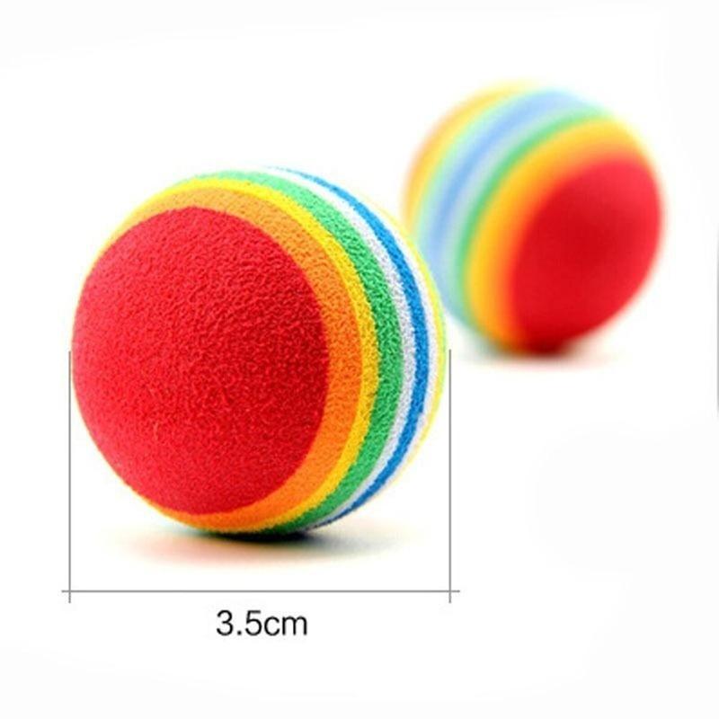 3 Stück /Set Bunte Haustier Katze Kätzchen Weicher Schaumstoff Regenbogen Spielbälle Lustige Aktivitätsspielzeuge