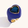 Stainless Steel Gemstone Heart Enamel Ring Geometric Solid Color Ring  Gift