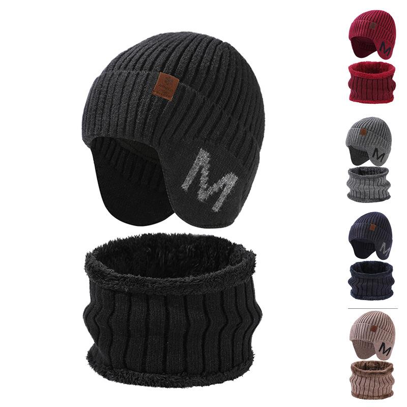 

Комплект из двух частей: шапка, шарф, мужская зимняя, утепленная, для защиты ушей, для улицы хаки