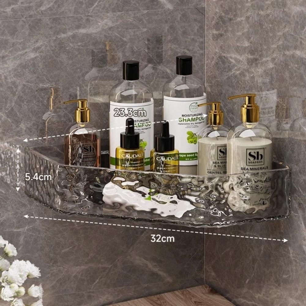 

New Glacier Design Corner Shelf Clear PET Bathroom Shelf Wall Mount Storage Organizer Shampoo Storage серый
