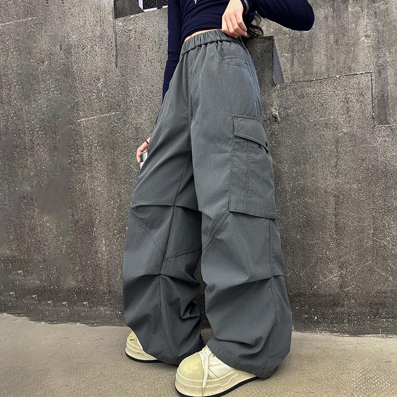 

Girls 2025 Spring/Autumn Cargo Pants: Wide-Leg, Straight-Leg, Loose-Fit for Big Kids 170 cm