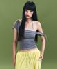 Peullijeunopallou Vane Shirring Short Sleeve Top (Melange Gray)