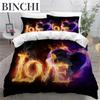 Colorful Flame Duvet Cover 3D Cool Fire Bedding Set for Kids Girls Soft Microfiber Quilt Cover with Zipper Closure