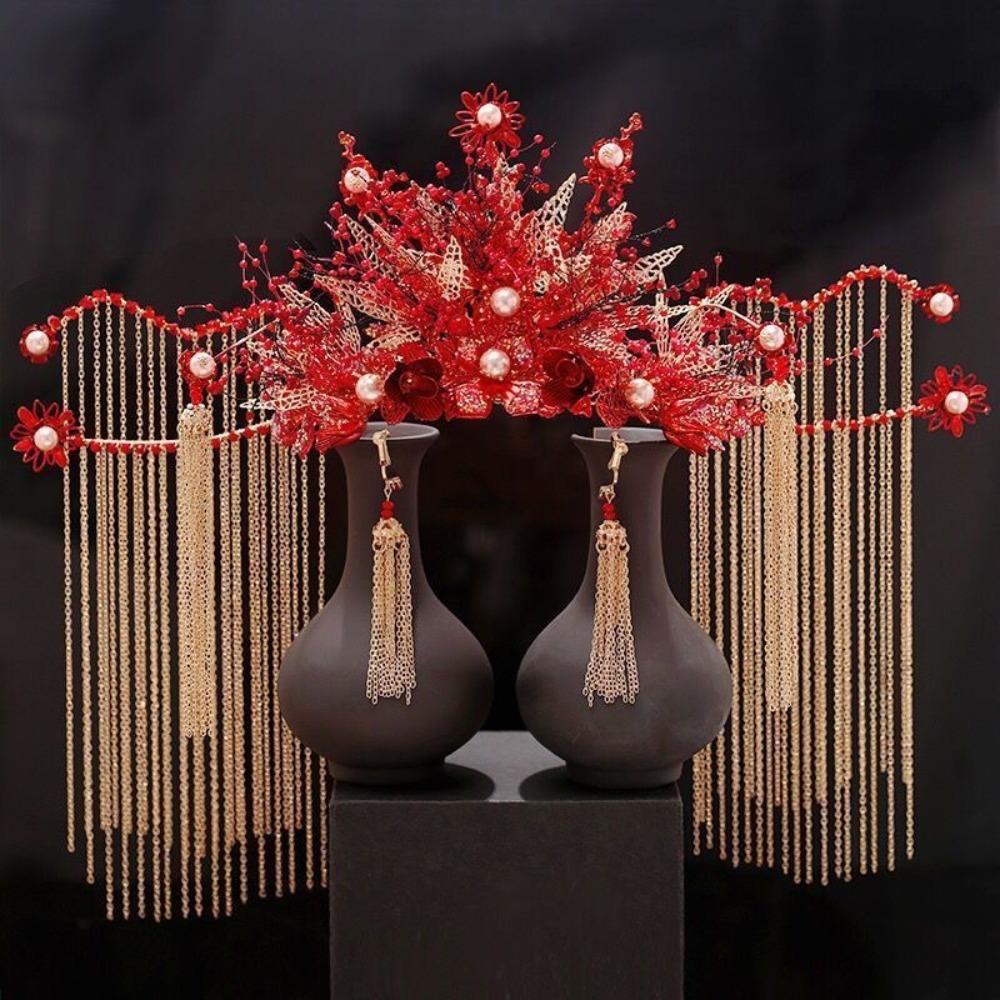 Long Tassels Bridal Headwear Sparkling Phoenix Crown Fashion Crown Hair Clip  Wedding