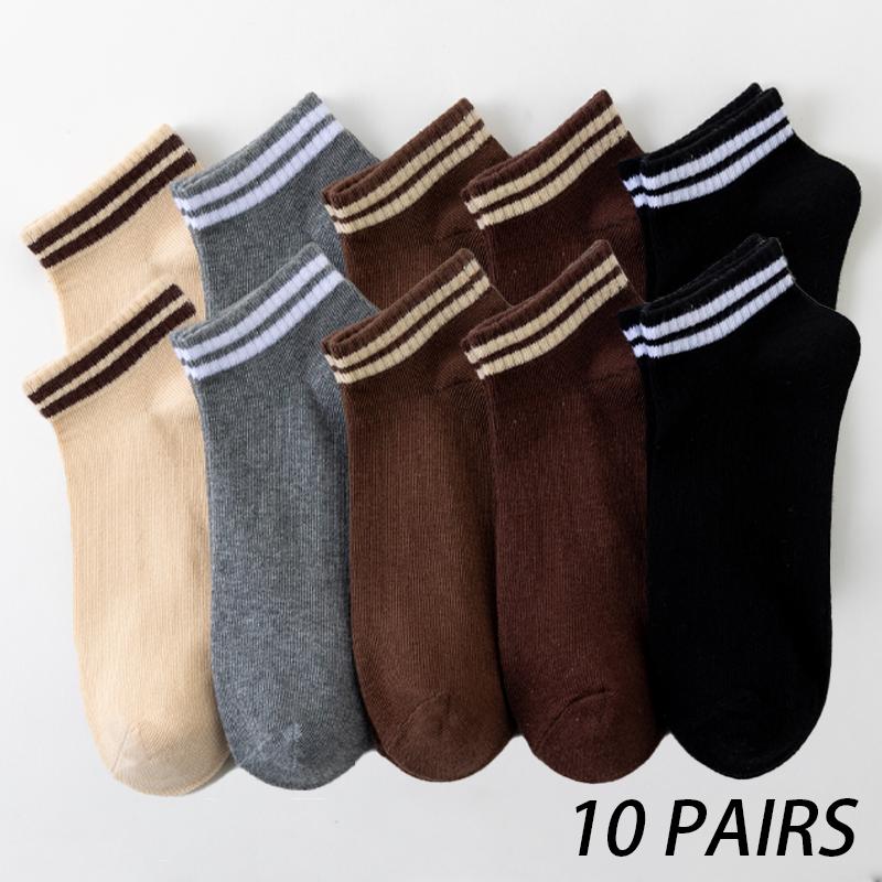 Xiaomi 10 Paar Frühjahrs- und Sommersocken, lässig, gestreift, einfarbig, atmungsaktiv, bequem, schweißableitend, kurze Socken, einfach gestreift
