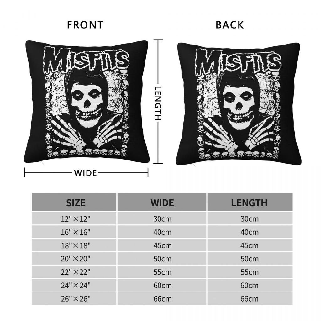 The Misfits Kissenbezug Weicher Polyester Kissenbezug Dekor Schädel Kissenbezug Abdeckung Zuhause Quadratisch 40X40cm